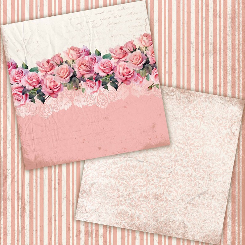 Vintage Shabby Chic Digital Paper Pack | Antique Floral Scrapbook ...