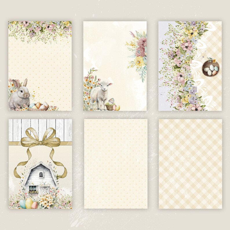 A4 Easter Digital Paper Pack, Farm Bunny Printable Scrapbook Album ...
