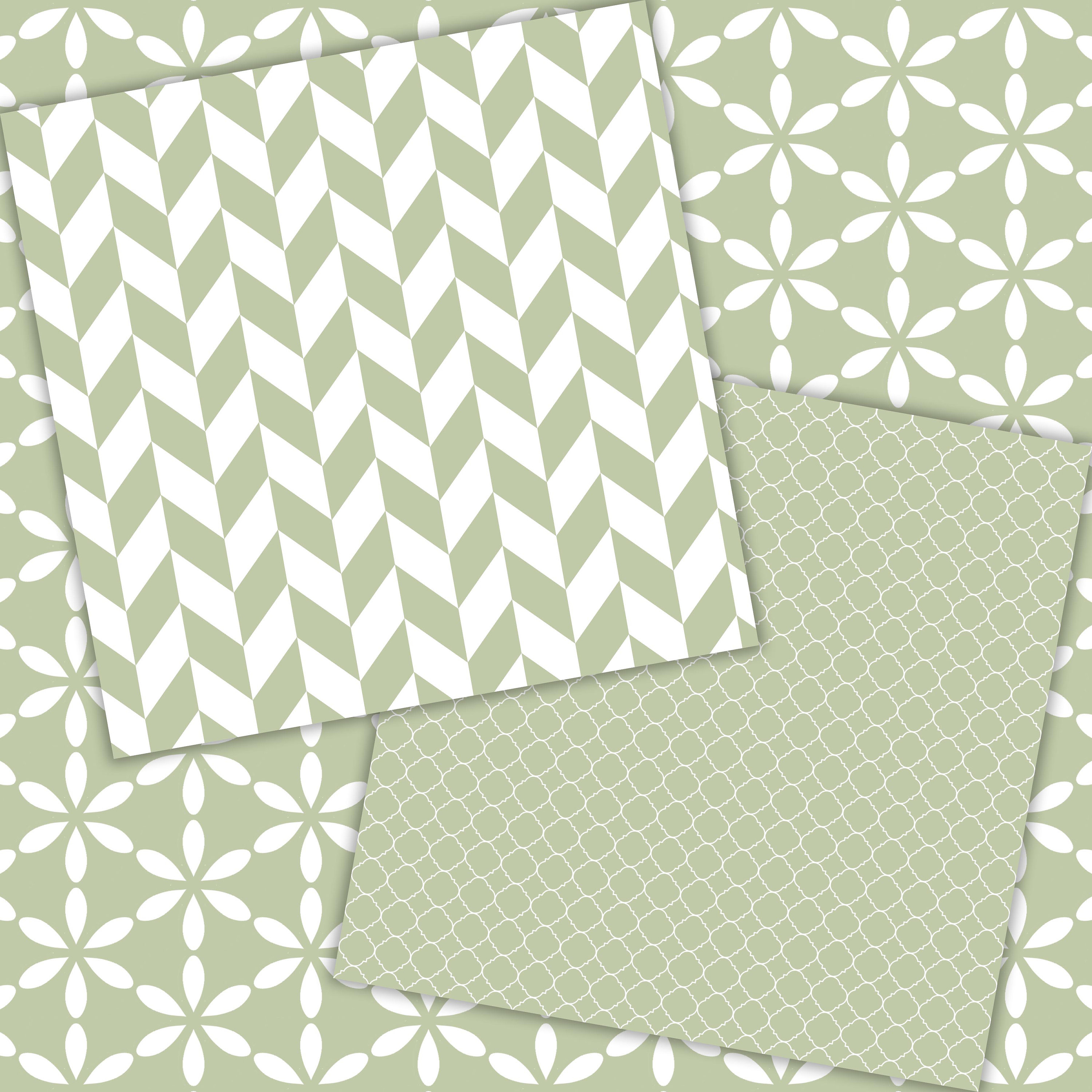 Tiny Green Rabbit Paper Baby Bunny Green Digital Paper Pack, Rabbit Pattern, Gendre Neutral ...