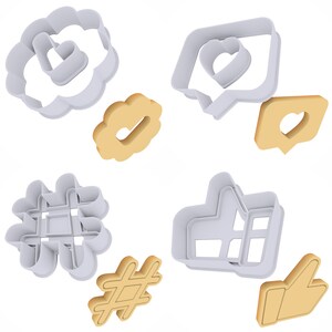 Influencer Cookie Cutters Set (Set of 4) Hashtag - Like - Comment - Certified