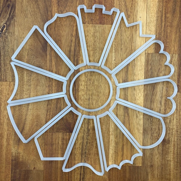 Various Slice Cookie Cutters for 12" cookie platter (making 12 cookies + 3" round center piece)