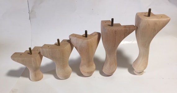 Lot of 4 pcs Queen Ann Style Table/Furniture Legs 9" long unfinished hardwood 