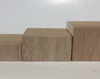 Set of 4 Legs Squared Block Feet 1", 2", 3", 4", 5", 6" tall x 2", 3", or 4" Square with 5/16" Hanger Bolts Protruding 1"