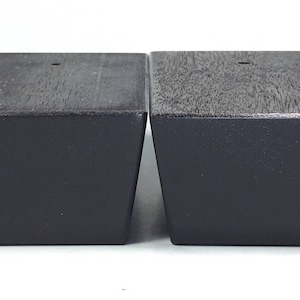 Set of 4 Black Espresso Finished Rectangular Tapered Wood Legs 1.75&quot; and 3.75&quot; Tall Sofa Legs with Countersunk Screw Holes