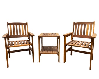 Set of 3 Outdoor Chairs + Table