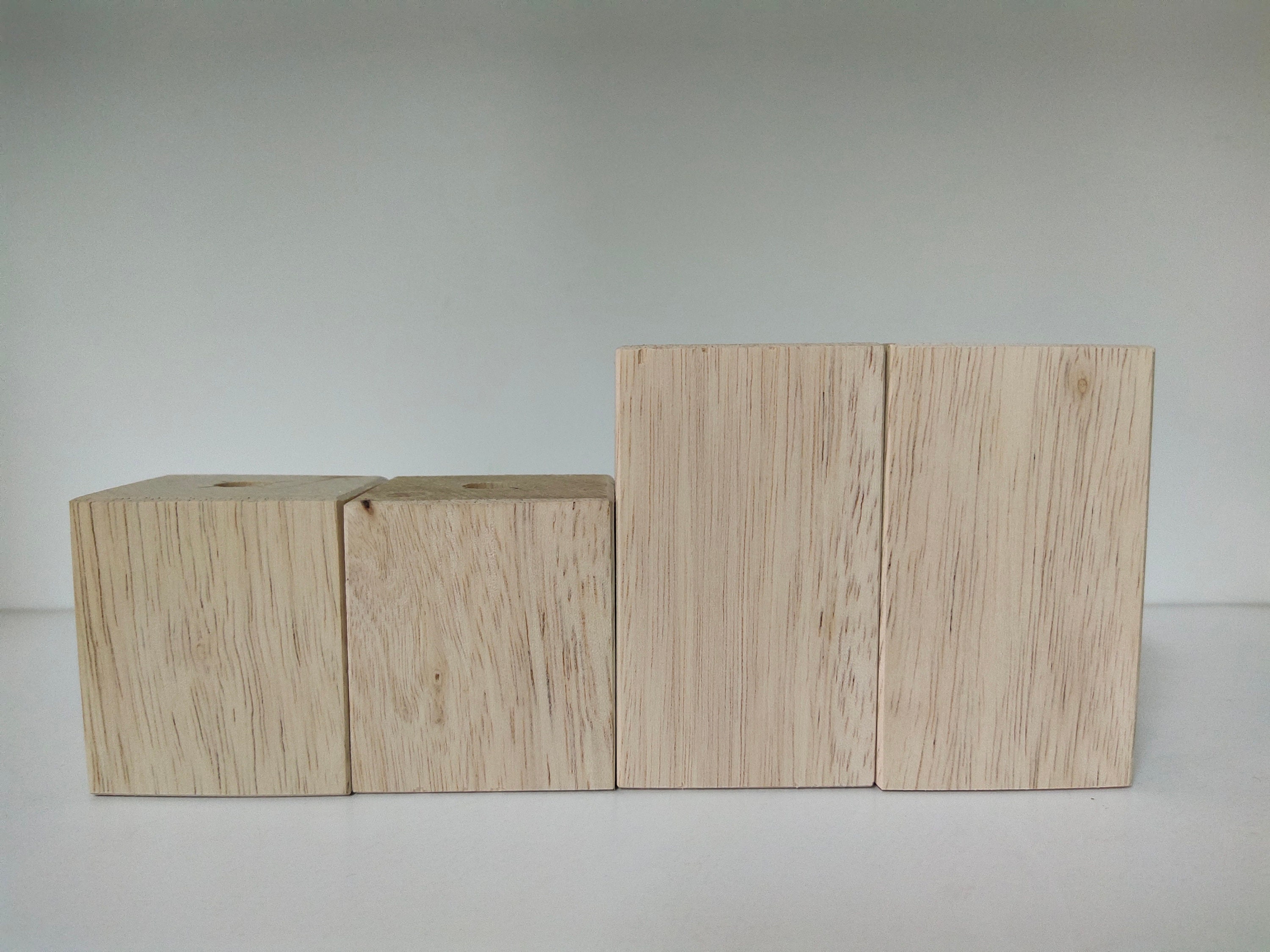 Set of 2 Legs Wood Block Leg Raisers 2" or 3" tall with Countersunk Screw Hole Made for Ikea Shoe Cabinets