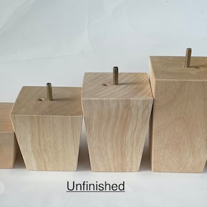Set of 4 Legs Tapered 1.89&quot; To 7.87&quot; tall x 2.75&quot; &  3.75&quot; Squared Legs with Std. 5/16&quot; Hanger Bolts Protruding 1&quot; or Pocket Holes
