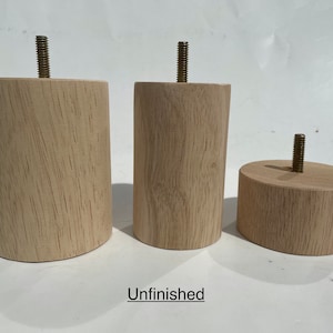 Set of 4 Cylinder Style 1" to 6" Tall x 2", 2-3/8" and 3" Diameter Legs with Std 5/16" Hanger Bolts Protruding 1"