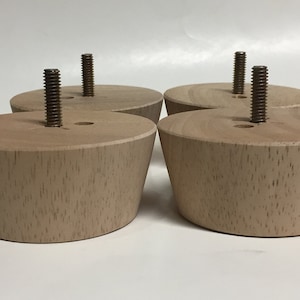 Set of 4 Cylindrical Tapered 3.5&quot; Diameter x 1.57&quot; Tall Sofa Legs with 5/16&quot; Hanger bolt or Countersunk Screw Holes