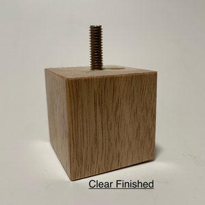 Set of 4 Legs Squared Block Feet 1, 2, 3, 4, 5, 6 tall x 2, 3, or 4 Square with 5/16 Hanger Bolts Protruding 1 Cleared Coat