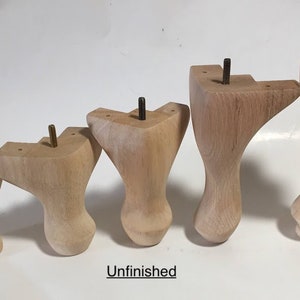 Set of 4 Legs Cabriole Style Legs 4, 5, 6, 7.5 or 8.5 tall Queen Anne Legs with Standard 5/16 Hanger Bolts Protruding 1 image 1