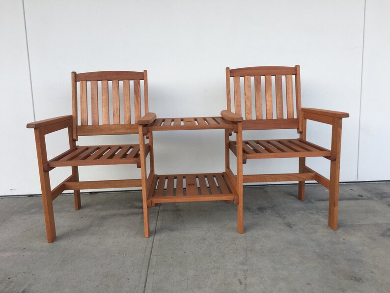 Harmony Patio Set Wooden Slat Table Adjoining Chairs Natural Wood Pool Porch Outdoor Backyard Chairs