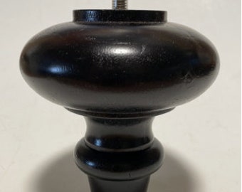 Set of 4 Legs Black Finished Turned Legs Mushroom Styled Legs 5" Tall  x 5" Diameter with 5/16” Hanger Bolts Protruding 1"