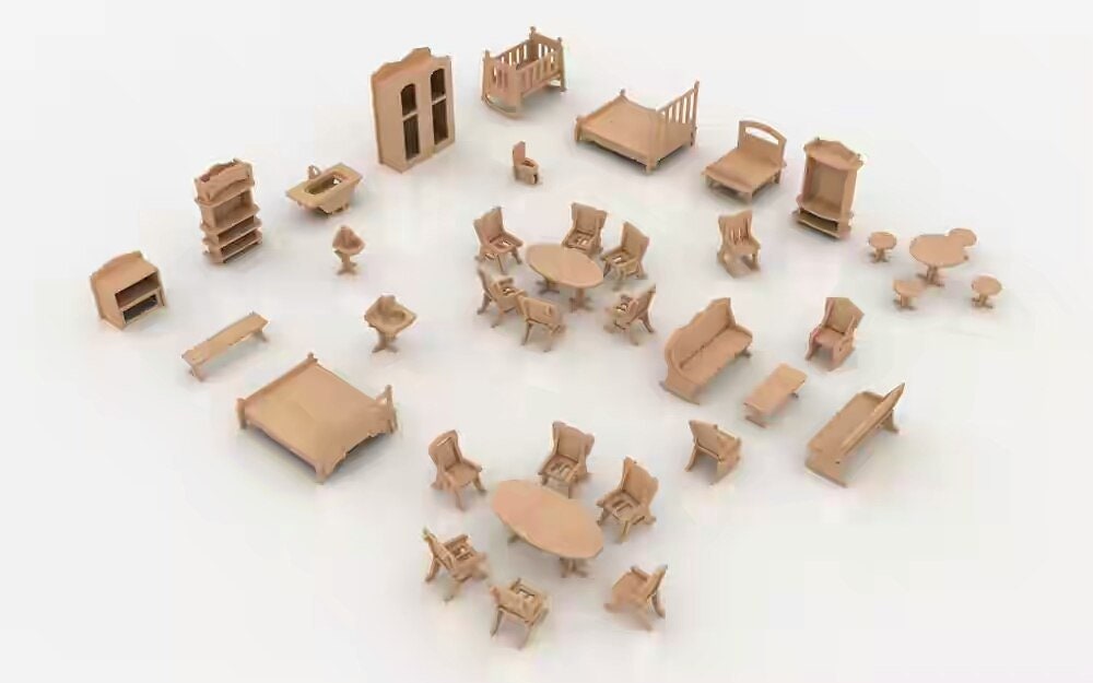 Furniture for toy houses 3D Model 3D puzzle Toys for children Etsy
