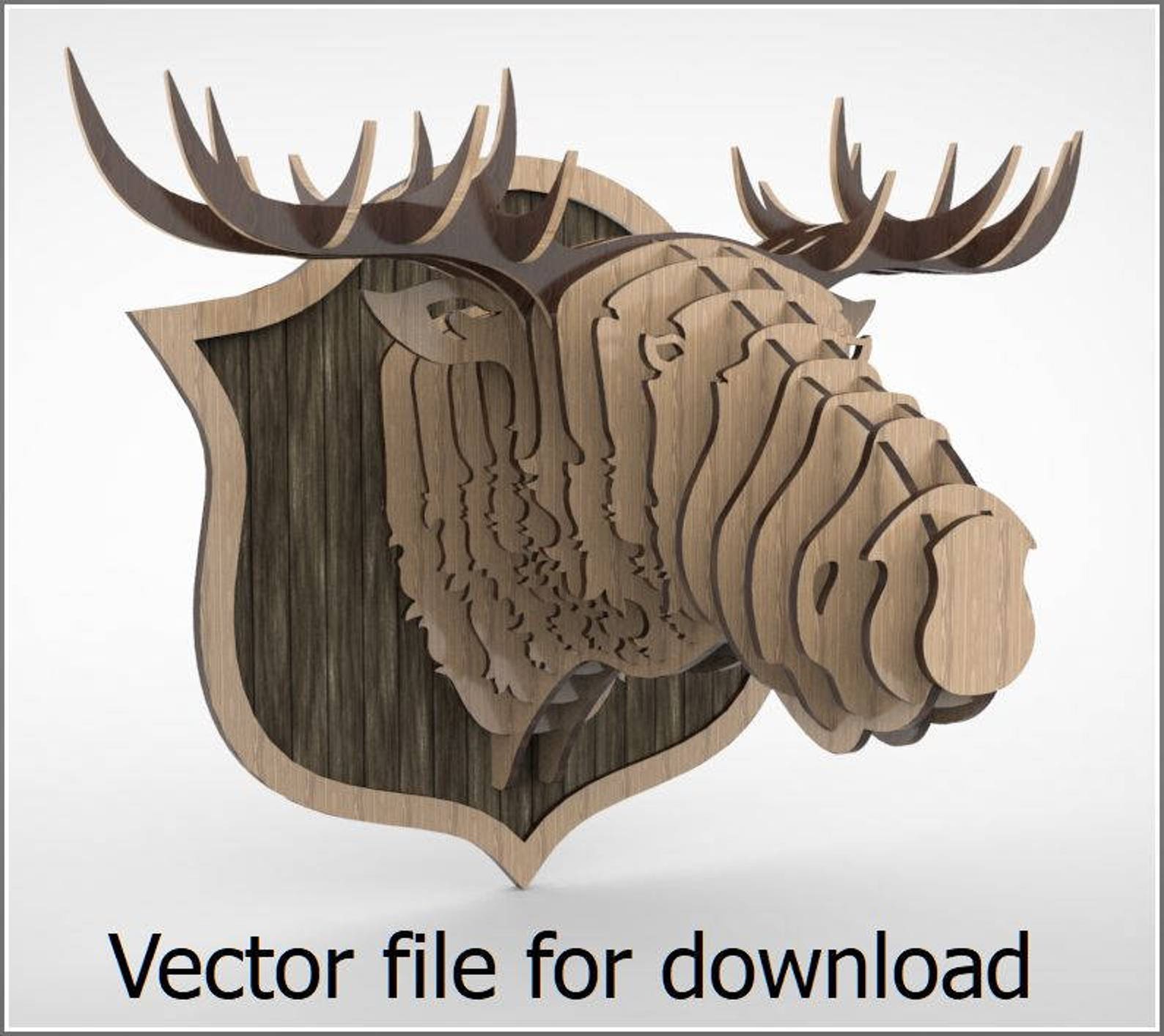 Trophy of a moose head plan vector file3D puzzle CNC | Etsy