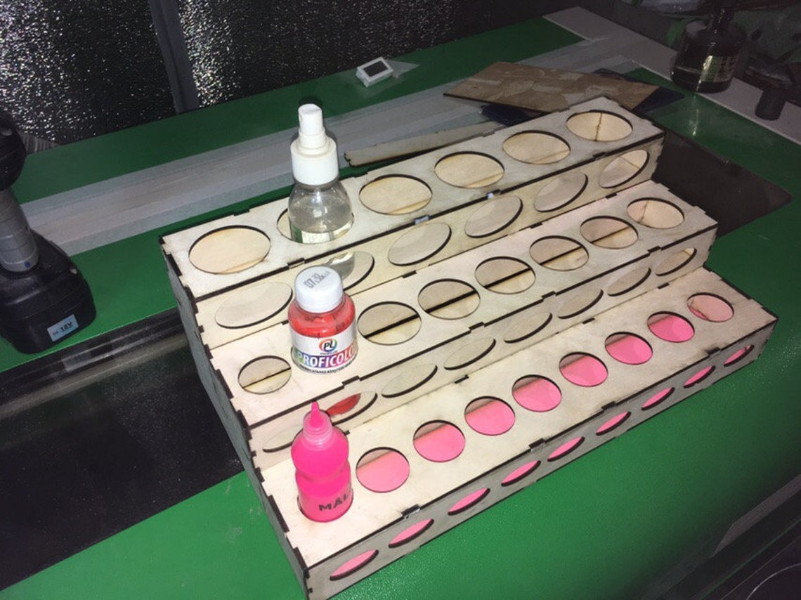 Laser cut files. Organizer for brushes.Stand under the paint. Etsy