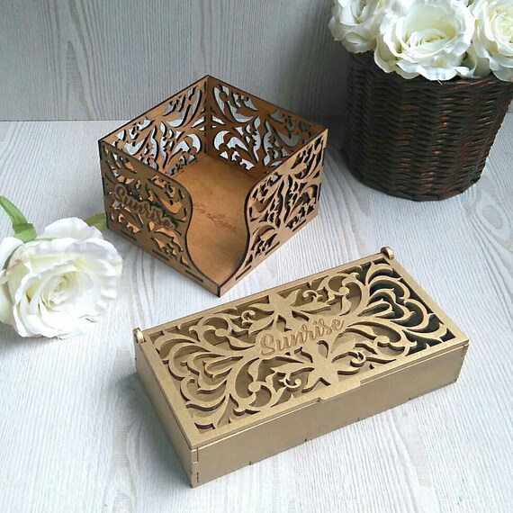 Laser cut files SVG DXF CDR vector plans Glowforge files Instant download Box square for jewelry 3D puzzle.