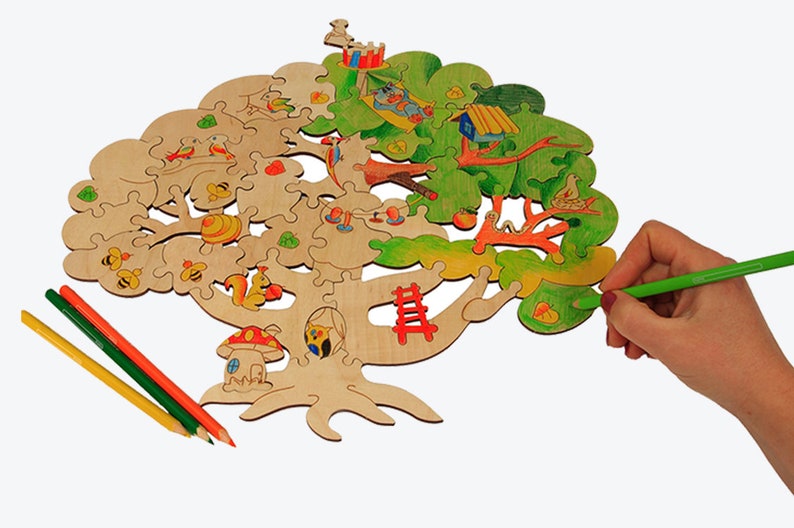 Download Tree with funny animals. Puzzle. Laser cut files SVG DXF CDR | Etsy