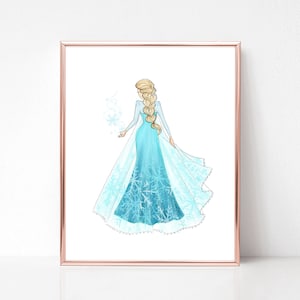 Princess inspired (Art Print) Frozen Ice queen, fashion illustration print, art print, sketch, croquis