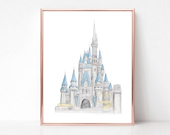 Castle princess inspired (Art Print), fashion illustration print, art print, sketch, croquis