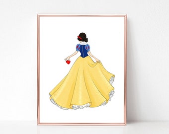 Princess inspired (Art Print) Snow White fashion illustration print, art print, sketch, croquis