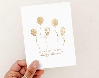 Baby Shower Card, New Baby Greeting Card, Baby Balloons Boho Card, new mom card, expecting mom