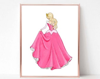 Princess inspired (Art Print) Sleeping Beauty, fashion illustration print, art print, sketch, croquis