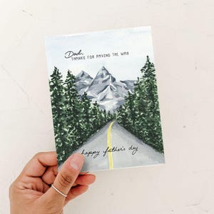Carte PNW pour la fête des pères, Merci d'avoir ouvert la voie, Carte pour papa heureux père, Papa à la montagne, Carte pour papa, Carte pour enfant adulte