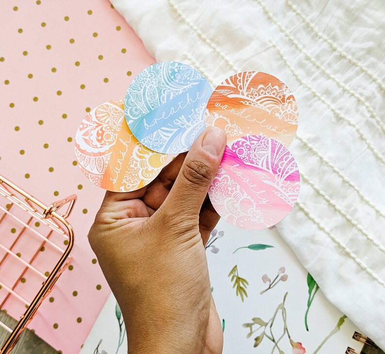 Inspiration Sticker set of two 2 circle stickers | Etsy