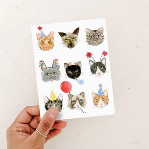 Cat Birthday Card, cat lover, Birthday card for Boy, Birthday Card for Girl, Happy Birthday, birthday card for friend, painting art