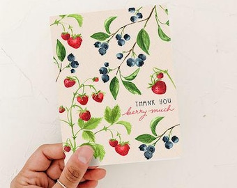 Thank You Berry Much Card, Thank You Card, Blank Inside Made in Canada