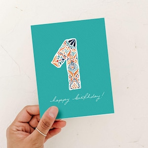 1st Birthday Card, Gender Neutral Birthday Card, Age 1 Birthday Card, First Birthday Card, Happy Birthday Card