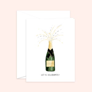 Let's Celebrate! Card, Cheers greeting card, celebration card, champagne, congratulations greeting card, new job drinks card