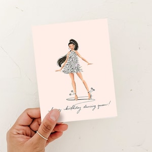 Carte d'anniversaire Dancing Queen - carte de joyeux anniversaire boule disco - carte d'illustration de mode - carte d'anniversaire - blanc à l'intérieur