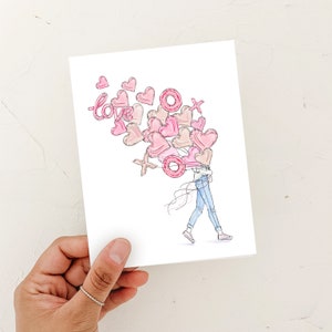Ballonnen en hakken (Valentijnsdagkaart) mode-illustratie, Valentijnsdag, galentine