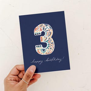Carte d'anniversaire pour 3e anniversaire, carte d'anniversaire sans distinction de sexe, carte d'anniversaire de 3 ans, carte de premier anniversaire, carte de joyeux anniversaire