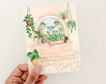 Carte de voeux tropicale de tous les jours (illustration de mode) Boho Chic, peinture pour toutes les occasions