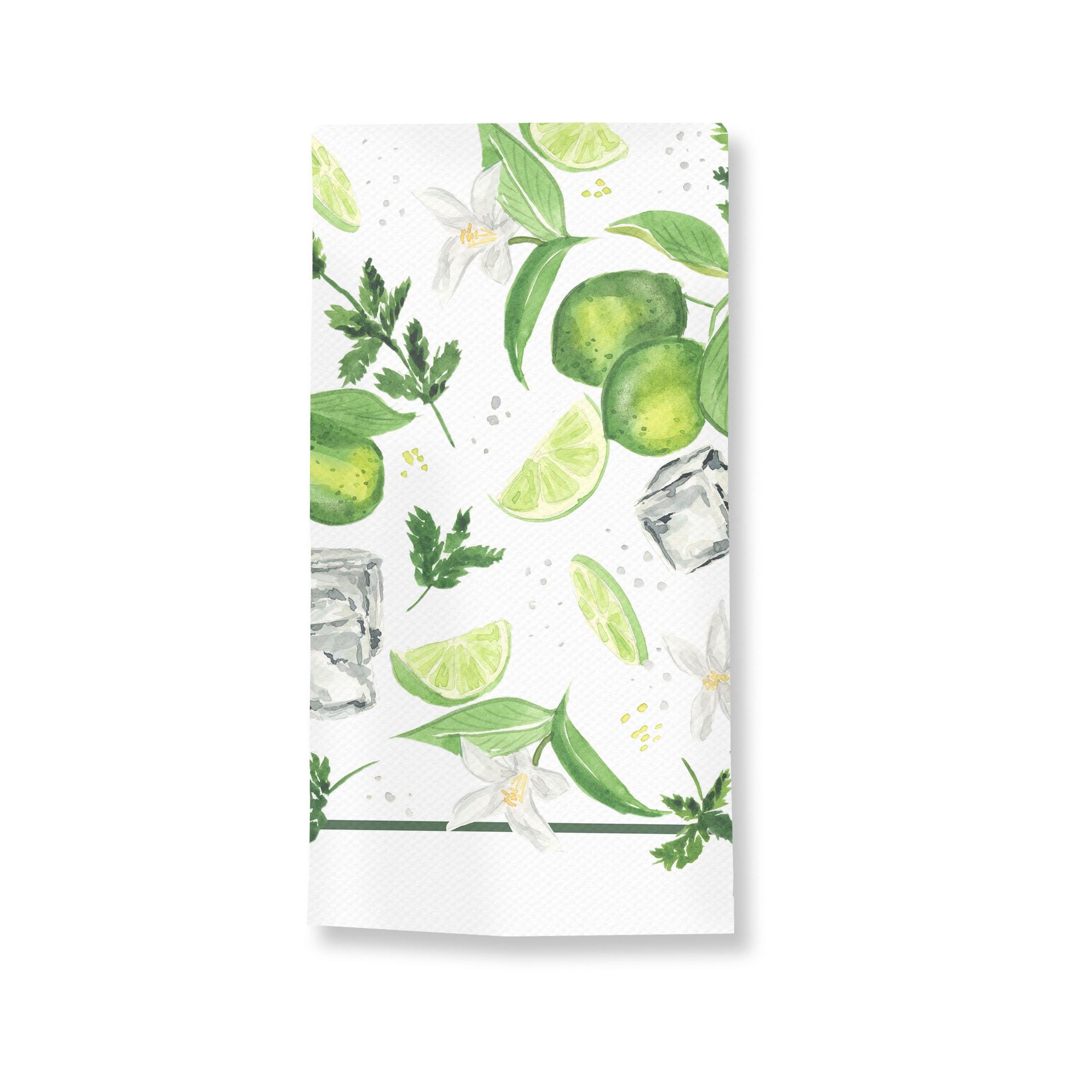 Mojito Tea Towel, bar cart tea towel, Mojito kitchen towel, Lime Mint Tea Towel, Cocktail Tea Towel, 100% Cotton Tea Towel,