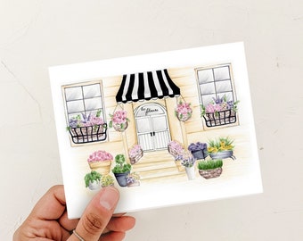 Flower Shoppe card Everyday, Botanical Greeting Card, plant painting card, thank you card, boho botanical card, any occasion card