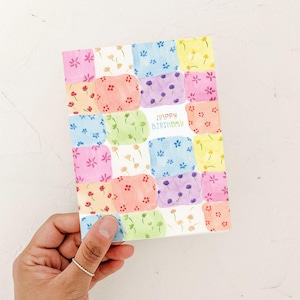 Geburtstagskarte, Patchwork Geburtstagskarte, Pastell Karte, Blumen Karte, Mädchen Geburtstagskarte, Süße Geburtstagskarte