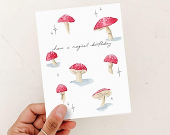 Magical Birthday Card, Birthday Card, Mushroom Greeting Card, Friend Birthday Card, Magical Card