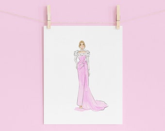 Pink Luxury Fashion Illustration, Pink Wall Art, Chic Wall Decor, Watercolor Painting