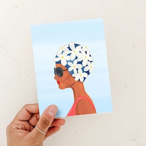 Tarjeta de felicitación de empoderamiento de mujeres con diseño de Daisy Fashion Girl, para celebrar a las mujeres