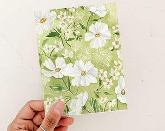 Green Daisy Flower Card, Everyday Card, Any Occasion Card, Wildflower greeting card Made in Canada