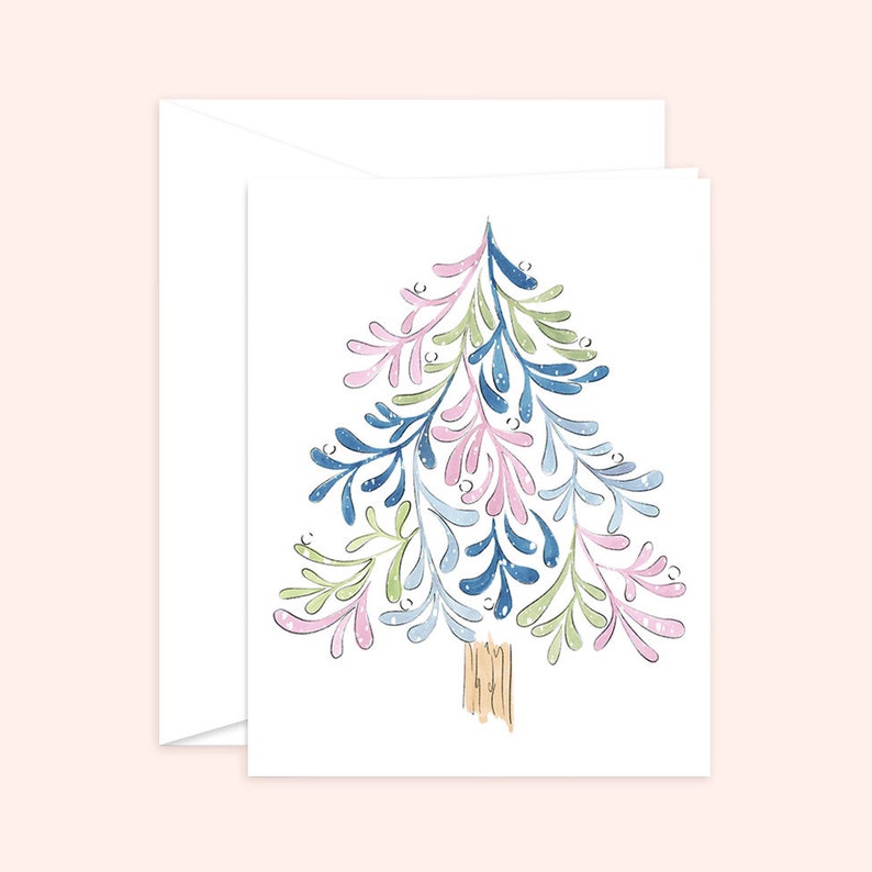 Christmas Tree Card, Holiday Card, Pastel Oh Christmas tree, holiday, seasons greetings image 1