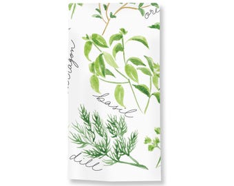 Kitchen Herbs Tea Towel,  Cottagecore aesthetic, 100% Cotton Tea Towel,