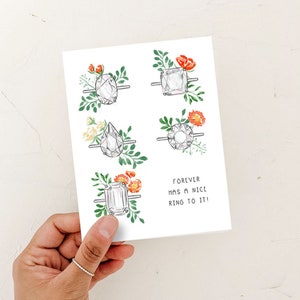 Newly engaged card, forever has a nice ring to it, Bridal shower greeting card, bride to be card, engagement card, wedding girl card,