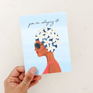 Slay Girl Gefeliciteerd Card - Fashion Illustratie Card - Empowering Card, you go girl, aquarel bedankkaart - blanco van binnen