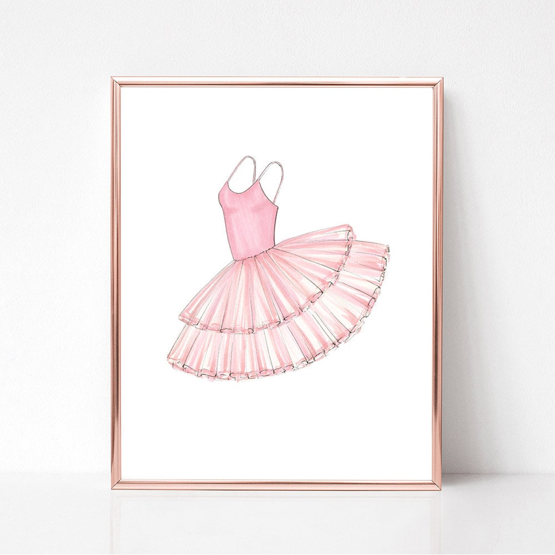 Pink Ballerina Tutu Art Print Girls Room Art Fashion - Etsy