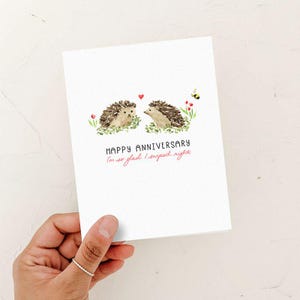 Carte de joyeux anniversaire, amour des hérissons, carte en ligne rencontrée, carte heureuse d'avoir glissé à droite, carte d'amour,